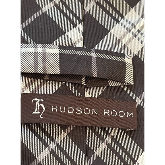 Hudson Room Black Gray 100% Silk Men’s Neck Tie Made In Italy - Picture 8 of 9